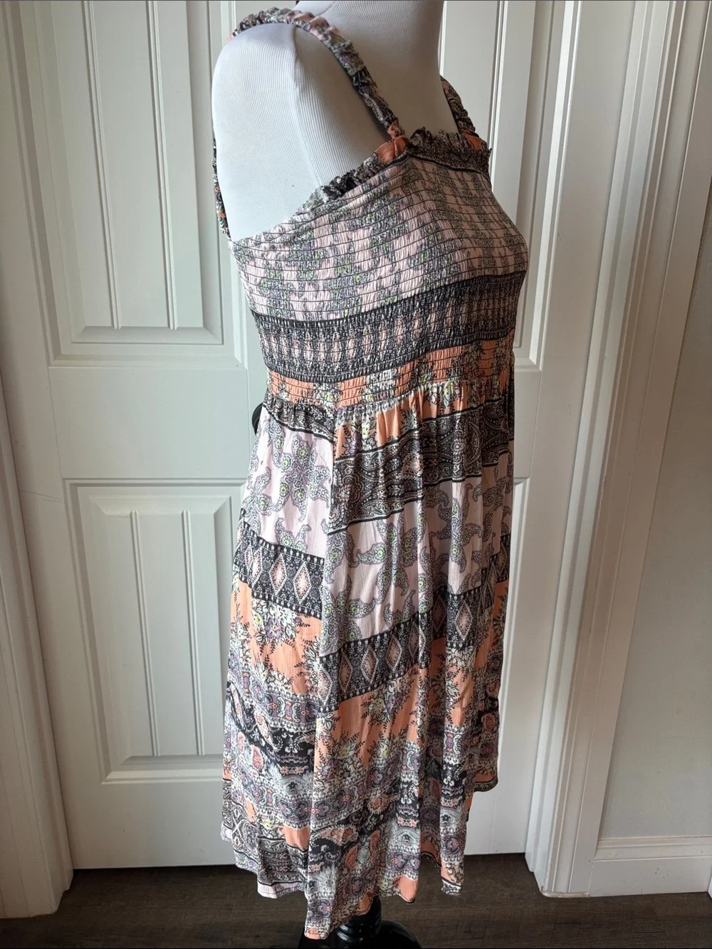 art class Peach and Black Patterned Midi Dress